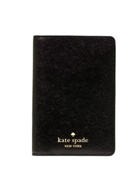 New Kate Spade Saffiano Leather Passport Holder Black